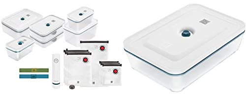ZWILLING Kit de démarrage de Mise sous Vide Fresh & Save, en Plastique, 16 unités, La Mer & Fresh & Save Plat à gratin sous Vide, boîte de Conservation avec Couvercle, en Verre, La Mer