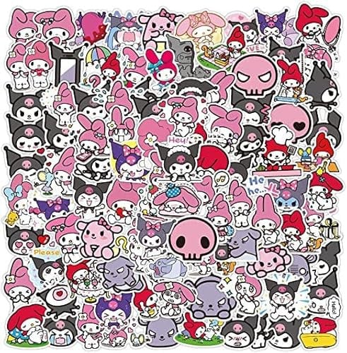 100PCS Kuromi Melody Stickers for Laptop Water Bottle Luggage Snowboard Bicycle Skateboard Decal for Kids Teens Adult Stickers