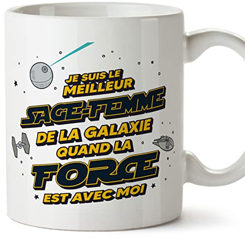 Mugffins Tasses pour SAGE-FEMME - En Français - Cadeau original pour SAGE-FEMME homme - Meilleur de Galaxie Quand Force Avec Moi - 11 oz / 330 ml