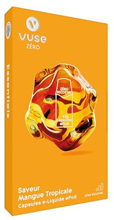Capsules VUSE ePod 2 Mangue Tropicale Lot de 10, jusqu'à 9500 bouffées* (950* x 10 capsules) compatibles avec les cigarettes électriques VUSE Pro et ePod 2 sans nicotine 1,9 ml d’e-liquide par capsule
