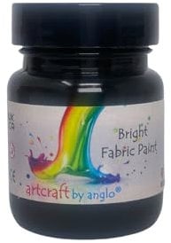 artcraft by anglo Black Fabric Paint Permanent for Clothes. Textile Fabric Paints in 60ml. Ideal for Painting Clothes, T-Shirts, Jeans, Bags & Canvas Shoes.