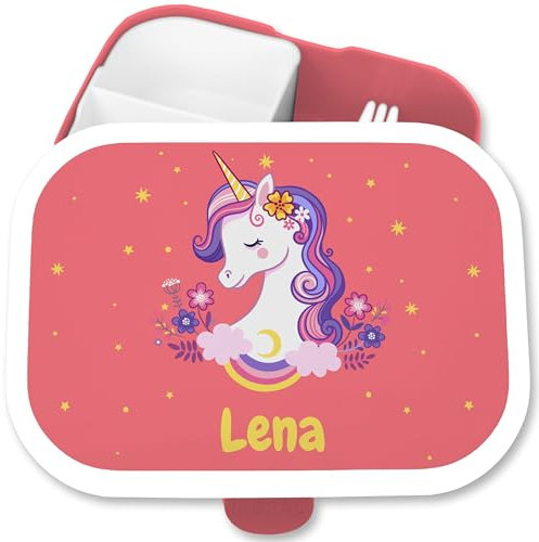 Brotdose Kinder Campus für Mepal - Einhörner - Brotbox süßes Einhorn Lunchbox Unicorn I - 750 ml - Rosa - einschulung geschenke mädchen kinderbrotdosen kindergarten einhörnern süsses