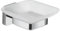 GEDY | Portasapone Tonga, Porta Saponetta in Acciaio Inox, Cromall e Vetro Satinato, Fissaggio con Viti Incluse o Biadesivo, Cromato, 10,5x11,6x5cm