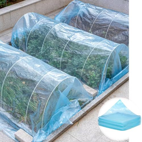 Abdeckplane aus Polyethylen Transparent Gewächshausfolie Plane Wasserdicht Reißfest Schutzplane für Gartenmöbel Pool Auto Pflanzenisolierung,Staubdicht,Frostschutz,Anpassbar (10x10m)