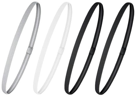 Ryaupy Set da 4 Cerchietti Sportivi per Capelli Bambino e Donna - Fascette Sottili Antiscivolo per Jogging, Running, Calcio, Yoga e Allenamento Sportivo