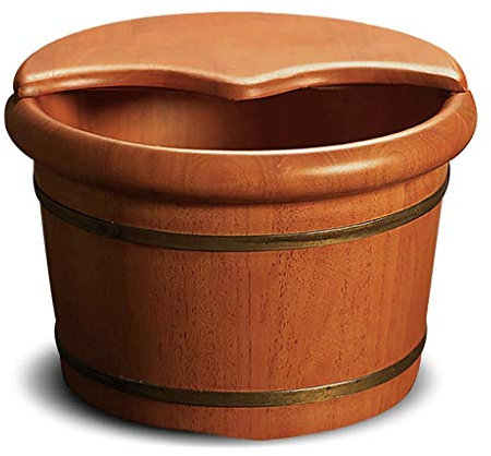 SilteD Holzfass-Fuß-Spa-Einweichfüße, Dicke stabile Eichen-Fußwanne, Sauna-Eimer mit Schöpfkelle, handgefertigt aus Holz Present