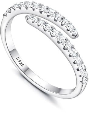 Chriscoco Ringe Frauen Silber 925 Zirkonia Daumenring Minimalistisch Verlobungsring Eheringe Jubiläum Promise Ringe Ring Silber 925 Damen Paar Ring Schmuck - Mit Schmuckschatulle 54 (17.2)