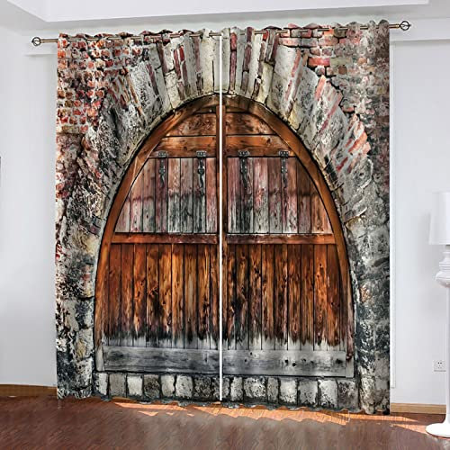 GANKAS Tenda Oscurante Con Occhielli 2 Pannelli, Motivo Stampati In Porta Ad Arco Retrò 3D Tende Oscuranti Per Interni Termiche Finestre Camera Da Letto E Soggiorno Fatto Su Misuracm(LxA)