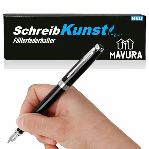 MAVURA SchreibKunst Edler Füllfederhalter Füller Füllhalter Luxus, Iridium Füller mit silbernder Feder