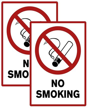 SL group - 2 Schilder No Smoking/Rauchen verboten 20 x 30 cm aus stabiler PVC Kunststoff-Platte - Rauchverbot im Innen- & Außenbereich - Verbotsschild für nicht Rauchen im gesamten Gebäude
