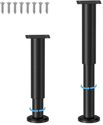 YELIKIT 2-Piece Bed Support Legs - Adjustable Metal Furniture Legs, 25-42cm for Bed, Sofa, Cabinet, Couch, Dresser, Table, YDFL-P-007