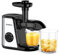 Muchen Juicer Machines for Fruits and Vegetables,Slow masticating juicer with automatic filtration,Quiet Motor&Easy to Clean and Assembly&Safe and Efficient,Includes brush and 2 Cups,SILVER