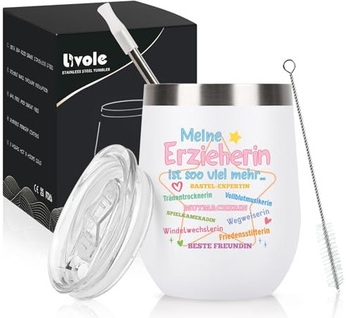 Livole Erzieherin Geschenk Ideen, Abschiedsgeschenk Kindergarten - Meine Erzieherin ist Soo Viel Mehr - Danke Erzieherin Abschied, Geschenk für Erzieherin, Lehrerin, 350ml Vakuum Thermobecher