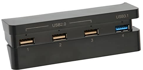 ASHATA USB-Hub für Slim Gaming-Konsole, 4 Port USB 3.1 2.0 USB-Erweiterungs-Hub für Slim Edition, Plug and Play