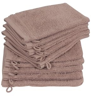 Betully Lot de 10 gants de toilette en tissu éponge 100 % coton turc 16 x 21 cm Séchage rapide 500 g/m² Beige