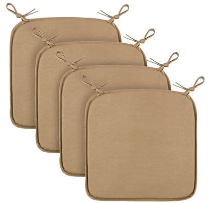 Bestlivings Sitzkissen (4er Pack/Hellbraun) Stuhlkissen mit Haltebändern 38cm x 38cm - Öko-Tex Zertifiziert - Sitzauflage Uni, Canvas Stuhlauflage