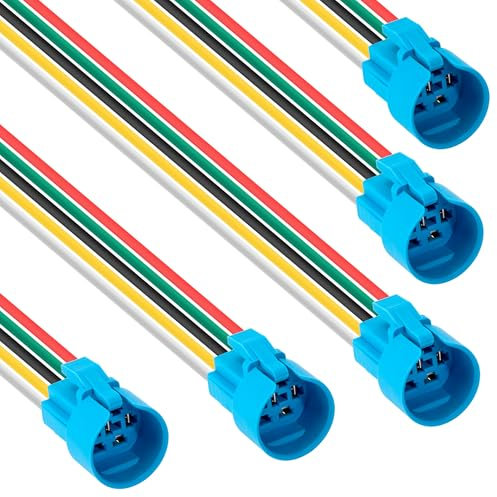 GUNGY Prise de Bouton Poussoir 19mm Interrupteur Poussoir Câble de Connexion 12V/24V DC 3A Prise de Interrupteur à Bouton-poussoir 5 Pièces