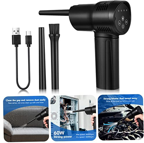 CAXUSD Souffleur à Turbine Dépoussiéreur Informatique Clavier Électrique Nettoyant Ménager à Poussière Dépoussiéreur à Comprimé pour Ordinateur Plumeau Rechargeable Abdos