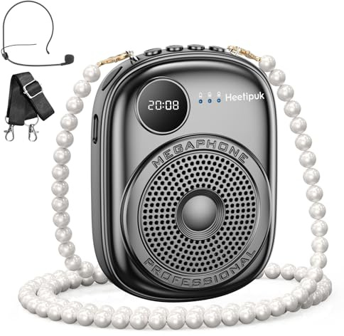 Tragbarer Sprachverstärker, kabelgebundenes Mikrofon und Lautsprecher, PA-System, Sprachverstärker mit Mikrofon, Headset für Lehrer, Sprache, Tourführer, Trainer, Yoga, Fitnesstrainer, Bluetooth 5.0