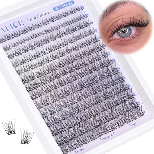 Natural Individual Eyelashes Wispy Cluster Lashes Eyelash Extensions 168pcs Individual Lashes 8-16mm C Curl DIY Lash Extensions Soft Thin Band Lash Cluster by ALICE