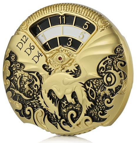 Drachen Roulette Spinner Würfelset 7-in-1 Fidget Spinner Metall DND-Würfelset mit luxuriöser Geschenkbox für Dungeons und Drachen und Tischspiel (Gold mit Schwarz)