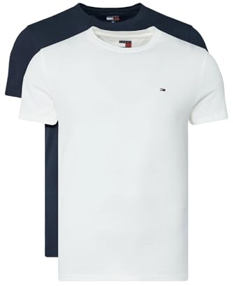 Tommy Jeans Herren TJM Xslim 2pack Jersey Tee EXT Dm0dm20687, Multi (Dark Night Navy/Ecru), XS