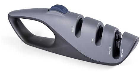 Afilador de cuchillos profesional de 5 guías de ángulo ajustado con ranura fina autoadaptable para afilar cuchillos de de mano para todo tipo de de cuchillos de cocina/serrados/de caza, tijeras