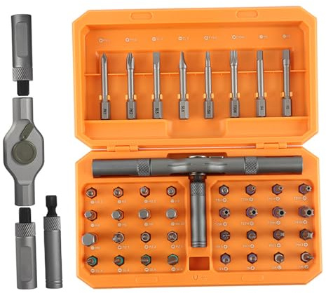 42 in 1 Präzisionsschraubendreher-Set, 42pcs Magnetic Drive Tool Kit, tragbares Ratschenschraubendreher-Set mit T-förmiger Griff und Speicherhülle für Möbel, Computer, elektronische Reparatur
