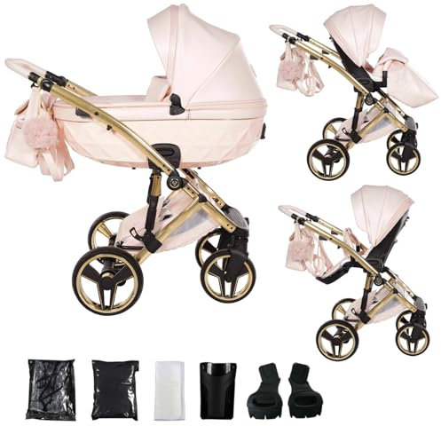 Junama Kinderwagen Candy 2in1 3in1 4in1 (01 - Perle, 2in1 mit Adaptern)