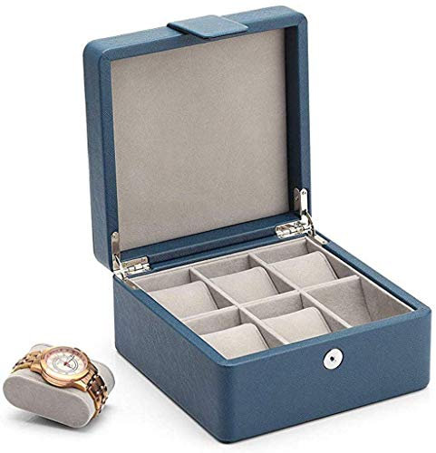 CWLPSL Uhrenbox aus Holz mit 6 Fächern, Vitrine, Organizer, Glas, Schmuckaufbewahrung, Schwarze Uhrenbox