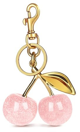OVRUNS Breloque de sac en forme de cerise - Accessoires pour sac à main - Pour femme, Or + rose