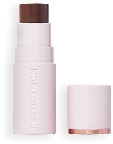Revolution Skin Silk Bronzer Stick - Aufbauende Farbe für Wangen, Augen und Lippen - Creme-zu-Puder-Formel - Vegan & Cruelty-Free - Dark Cocoa - 4,5 g