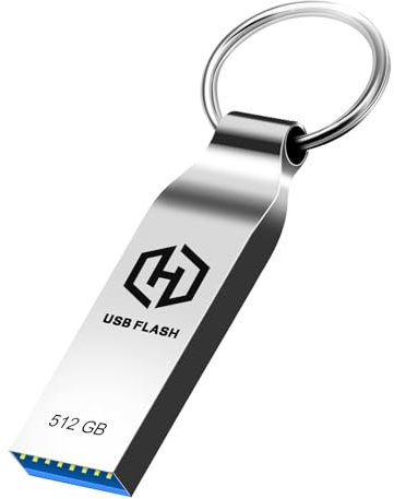 Ruoray USB Stick 512GB Speicherstick USB-Sticks Flash Drive mit Schlüsselring Wasserdicht Metall USB-Flash-Laufwerk Datenspeicher USB 3.0 Stick für Computer,Laptop,PC,Silber