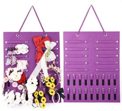 QIUSUIG Haarspangen Aufbewahrung,Haargummi Organizer,Haarschmuck Halter,Haarspangen Aufbewahrung Mädchen,Geeignet für Haarspangens,Haarbänder,Brillen,Halsketten,Armbänder Schmuck-Organisator(Violett)
