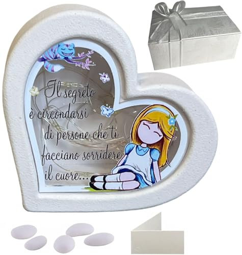 Regalami.Shop Bomboniera Lampada cm 9,5x10 Completa di Scatola, Confetti. Nastro e Bigliettino Personalizzato (Alice)