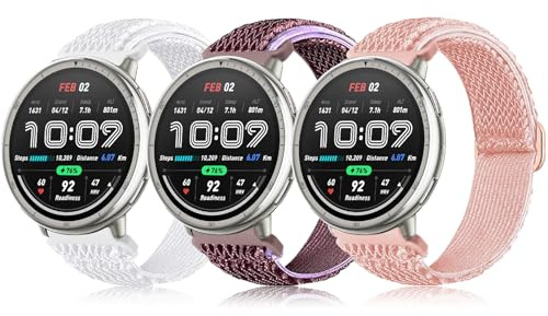 DHWGang 3 Piezas Correas de Nylon Compatible con Amazfit Active2/Active/GTS4/GTS3/GTS2 Correa, Pulseras 20mm, Longitud Ajustable, Transpirable, Suave, Cómoda, Relojes Correa de Repuesto