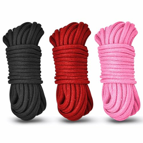 Weiches Solides Baumwollkordel Dickes Seil - Baumwollseil Bindeseil Schnur, Robustes Kletterseil Wäscheleine,Basteln, Garten,8mm Allzweckseil Zum Binden, DIY,Nähen, Aufhängen, 3x10m Verpacken Kordel