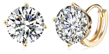 Tolldek Ohrstecker Damen Vintage Gold 585, Moissanit 4 Klaue Creolen, Ohrringe Nickelfrei 14K Gelbgold Echtgold Schmuck
