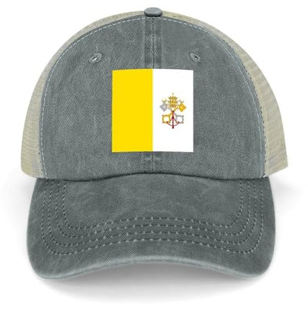 GLCWARM Grau Baseball Cap, Baseball-Mütze Flagge Verstellbar Basecap für Herren Damen, Unisex Flagge der Vatikanstadt Baseballkappen Sonnenhut Reisen Draußen Sonnenschutz Hüte