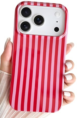 SmoBea Kompatibel mit iPhone 17 Pro Hülle, Süßes Striped Handyhülle, Weiches TPU, Schlanke, Stoßfeste Telefonabdeckung für Frauen und Mädchen, Schön und Stilvoll, Rot