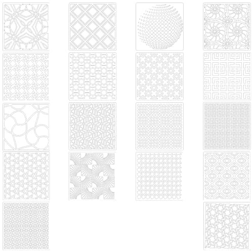TONGIHS 18 Stück Geometrische Schablonen, Malerei Vorlagen, DIY-Zeichenvorlage für Tagebuch, für Stoffverzierungen, Türschmuck, bemalte Kunstwerke, Wandkunst, Grußkartengestaltung