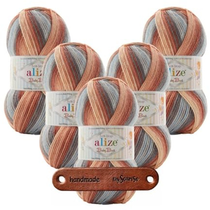 ALIZE 5 x 100g Baby Best Batik 7922 Premium Wolle kuschelweich mit Batikverlauf für Babymode und Accessoires hautfreundlich pflegeleicht für das ganze Jahr mit mySearose Label