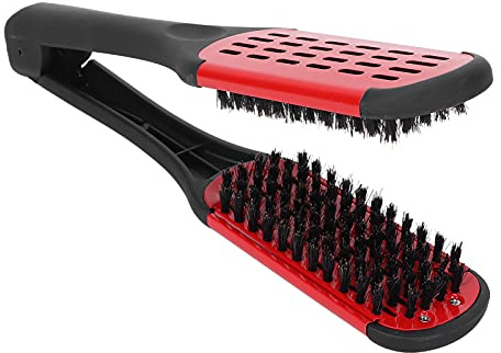 Cryfokt Bristle Double Sided Hair Straightener Clamp for Women Men, Improves Hair Health, Easy To Enter, Spring Lifting Device, for Styling, ABS Material (Red)