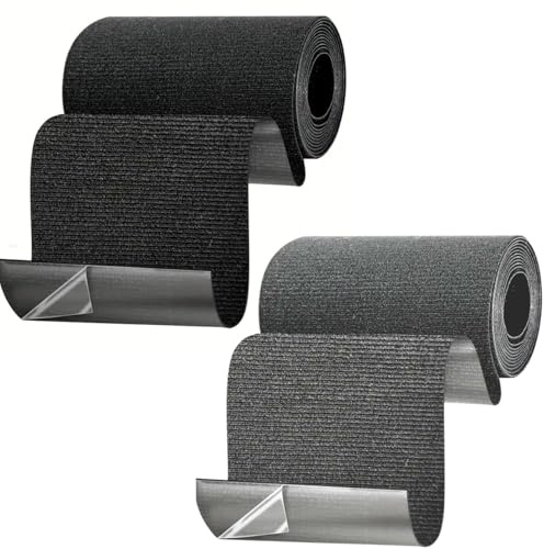 Lot de 2 bandes de réparation en tissu - 10 x 200 cm - Noir et gris - Rustine autocollante pour canapé, doudoune, fissures ou trous dans le tissu, tente et revêtement de bateau - Résistant et