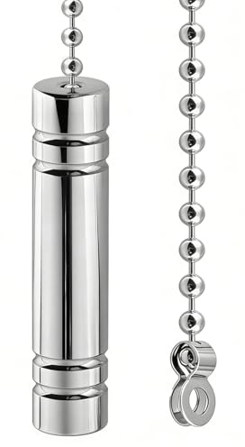 Bathroom Light Pull Cord Handle With 85cm Bead Chain, Silver Aluminium Alloy Pull Light Switch Pendant for Toilet Shower Ceiling Fan Blinds, Decorative Pull Cord Accessory for Home Lighting Control