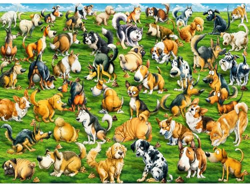 HUADADA Puzzle 1000 Teile Lustige Hunde - Puzzle 1000 Teile Erwachsene für Familienzeit, Humorvolles Legespiel & Kreatives Geschenk
