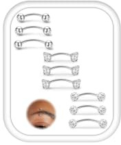 ORAZIO Rook Piercing Chirurgenstahl 16G Augenbrauenpiercing Gold/Silber | Gebogene Barbell Piercing Banane aus 316L Chirurgenstahl für Daith Labret Lippen und Septum 6/8/10mm Hypoallergen
