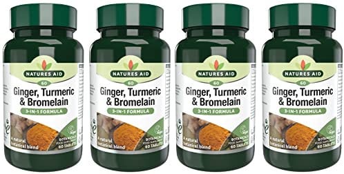 Natures Aid Ginger, Turmeric & Bromelain 60 Tabs (Pack of 4)
