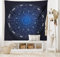 ABAKUHAUS Astrologie Wandteppich und Tagesdecke, Zodiac Daten in Space aus Weiches Mikrofaser Stoff Waschbar ohne Verblassen Digitaldruck, 230 x 140 cm, Dunkelblau Weiß