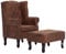 vidaXL Chesterfield Sessel mit Fußhocker Relaxsessel Polstersessel Fernsehsessel Lehnstuhl Lehnsessel Loungesessel Hocker Braun Wildleder-Optik